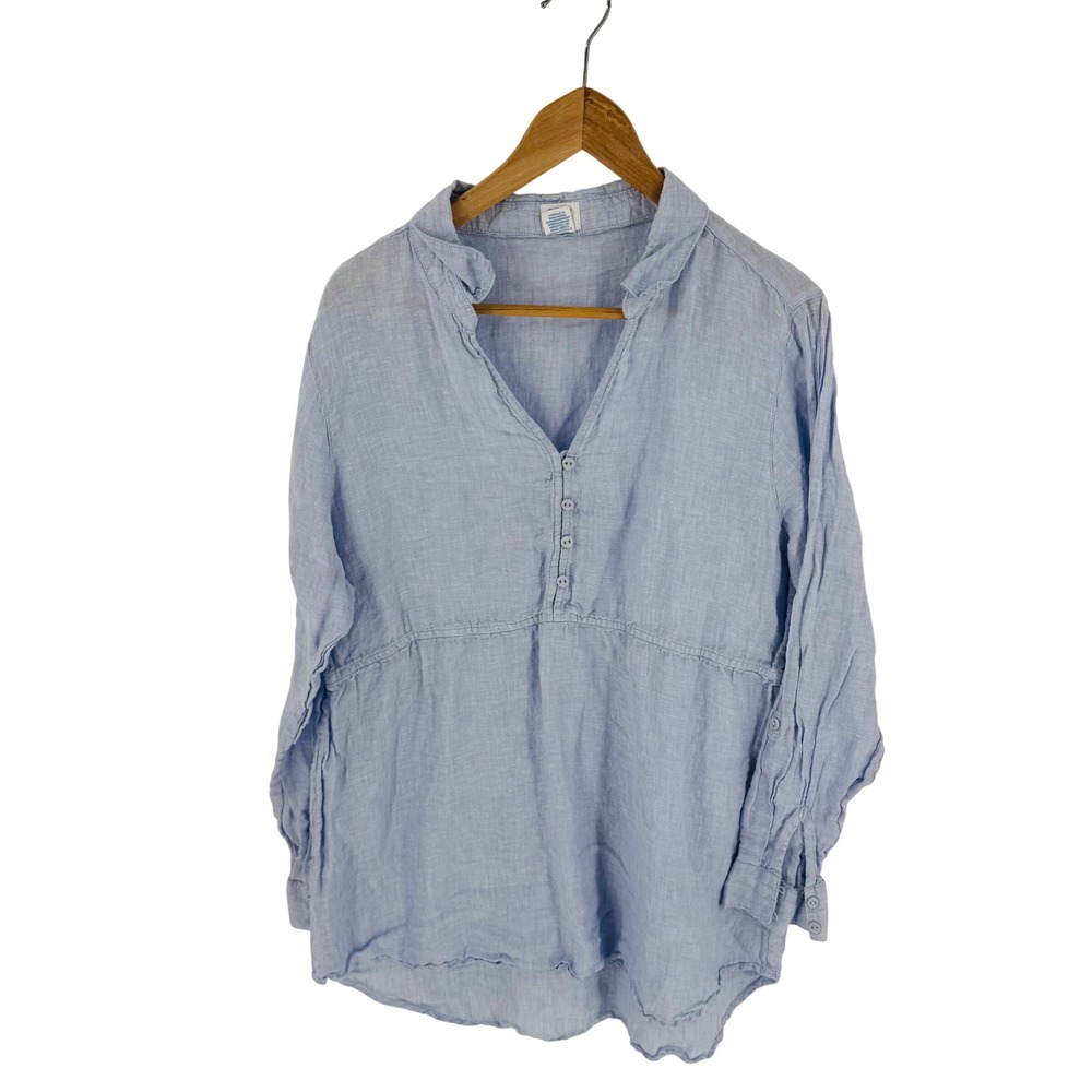 Sigrid Olsen Light Blue Linen Tunic Size XL Babydoll Coastal Lagenlook Drapey - Picture 7 of 7